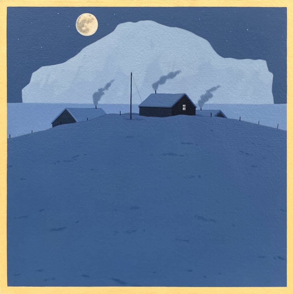 Moon Over Icelandic Houses