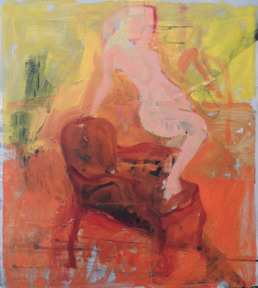 Nude on Red Chaise Study