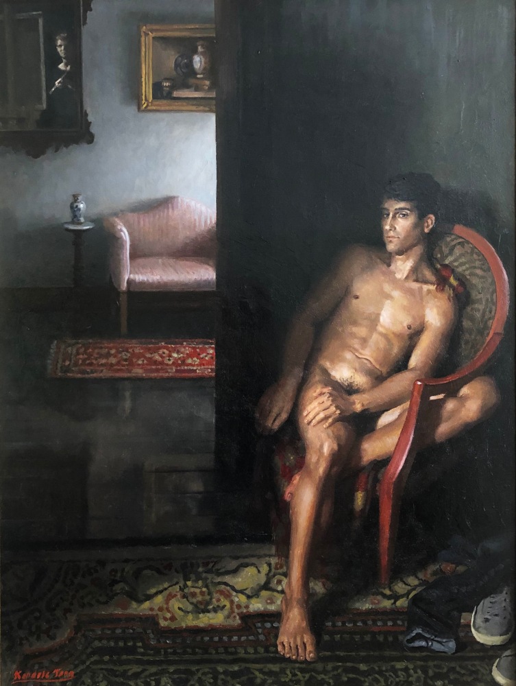 B. Seated, Half in Shadow