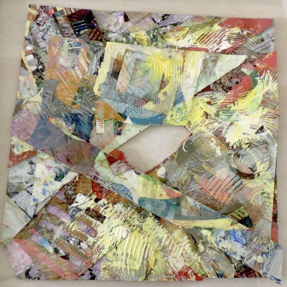 Snow Lane, 1996

multi-layered relief, die-cut, collaged monoprint with raked acrylic medium on handmade paper

34 1/2&amp;quot; x 34 1/2&amp;quot;