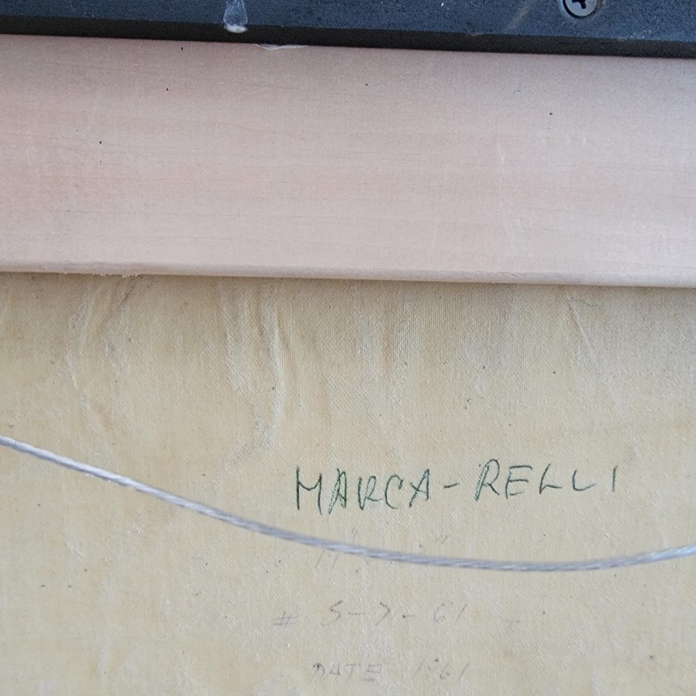 Untitled (verso signature detail), 1961

oil and collage on canvas

17 1/2&amp;quot; x 23 1/4&amp;quot;