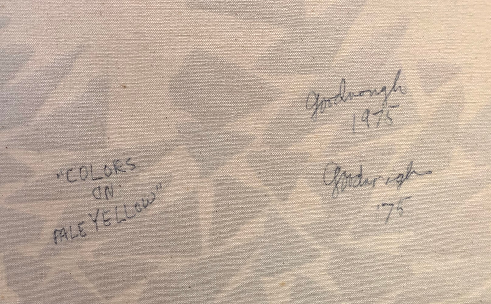 Colors on Pale Yellow (signature verso), 1975

oil and acrylic on canvas

48&amp;quot; x 62&amp;quot;