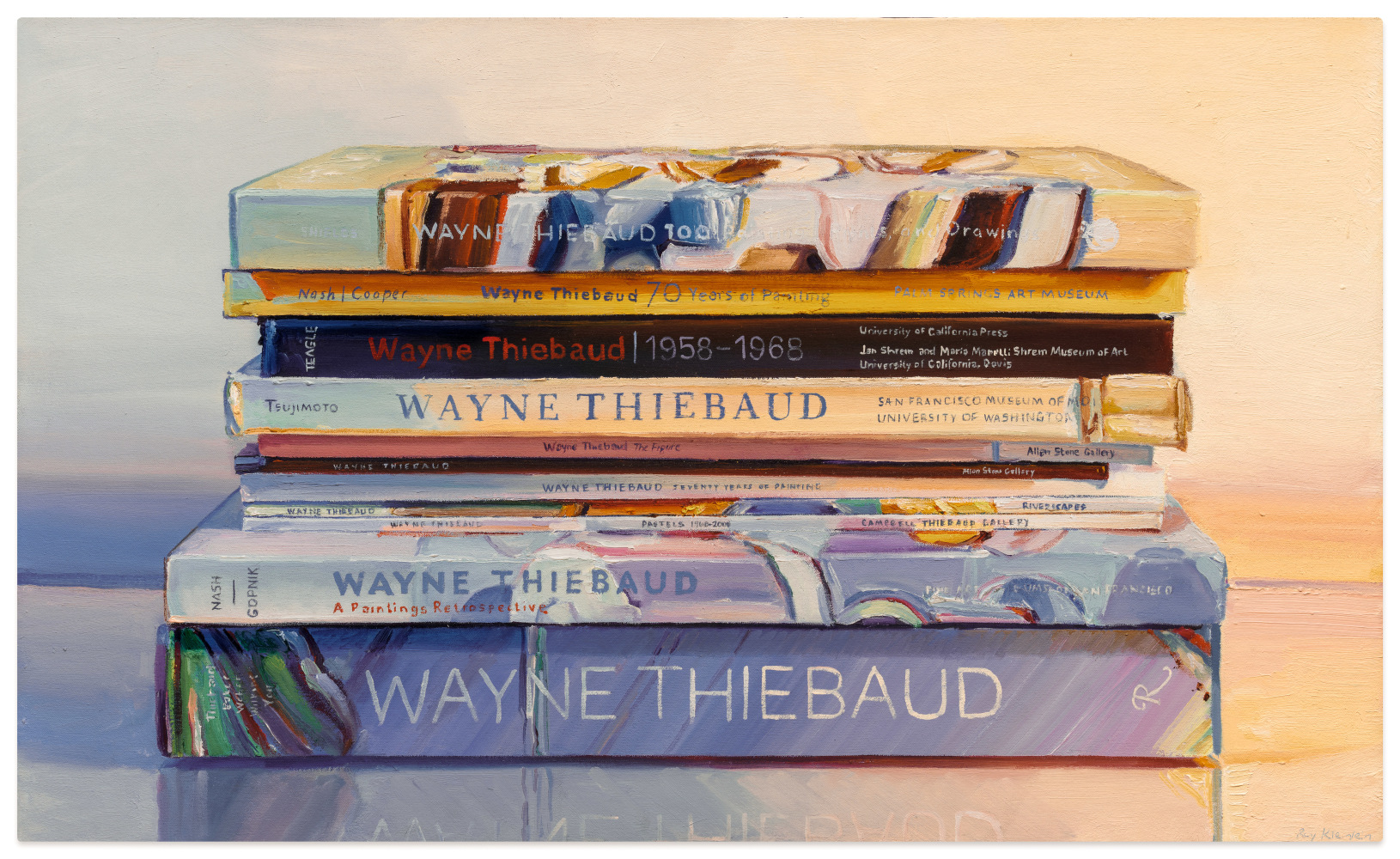 Ray Kleinlein Art Books (for Wayne Thiebaud), 2021 oil on canvas ​​​​​​​20 x 33 in.