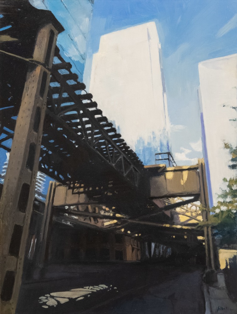 Jeff Bellerose, Levels, 2019, oil on board, 16 x 12 in.
