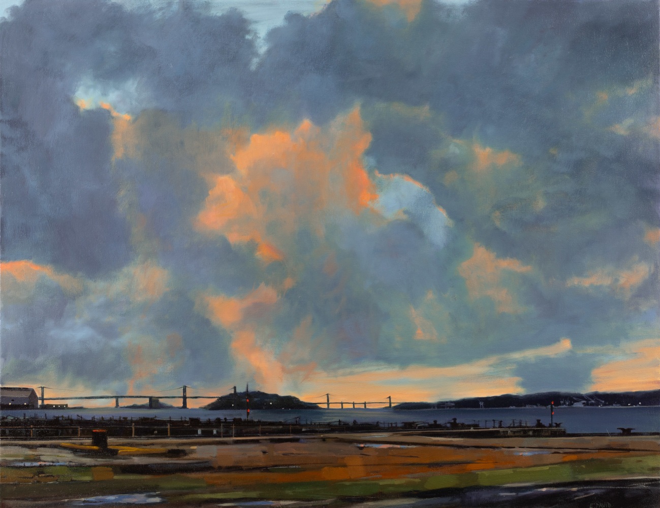 Eileen David View from the Shipyard, 2014/2023 oil on canvas ​​​​​​​34 x 44 in.