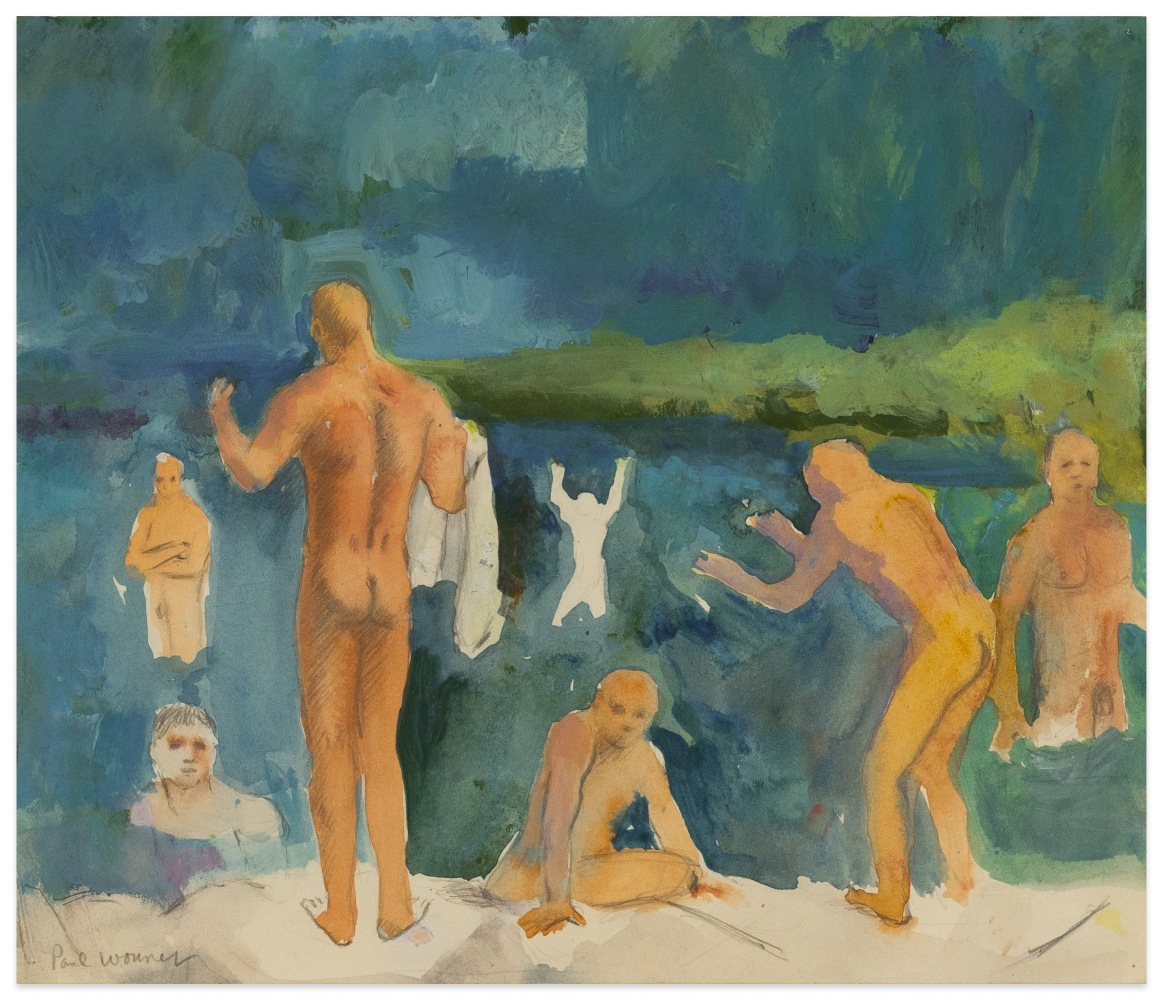Paul Wonner Bathers after Cezanne, 2002 acrylic and pencil on paper ​​​​​​​12 x 13 3/4 in.