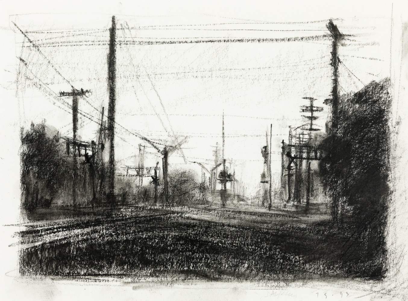 Fred Dalkey Light Rail Line, 7/5/93 black Conté crayon on paper 8 1/2 x 11 1/2 in. (image)
