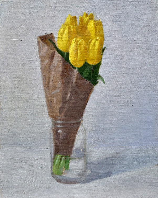 April Glory Funcke Yellow Tulips, 2017 oil on panel 10 x 8 in.