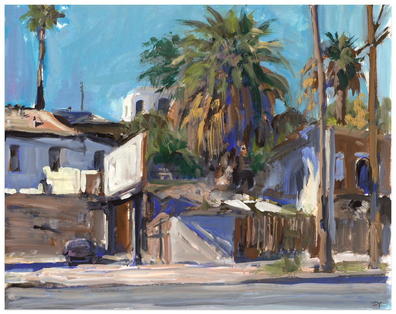 Suong Yangchareon East Sunset Houses, 2025 watercolor and gouache on paper 11 x 14 in.