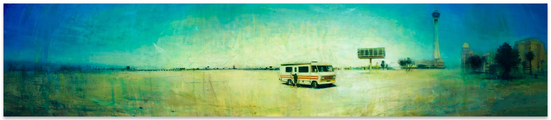 Tom Birkner Vegas Outskirts (or, The Hose), 2015 oil on canvas ​​​​​​​17 3/4 x 85 in.