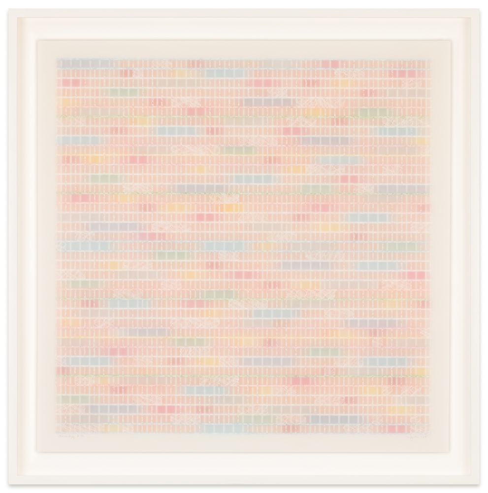 Mary Ijichi Assemblage #33, 2025 colored pencil, mylar, plastic, beads, acrylic, linen tape, and museum board 27 5/8 x 27 3/8 in. (frame)