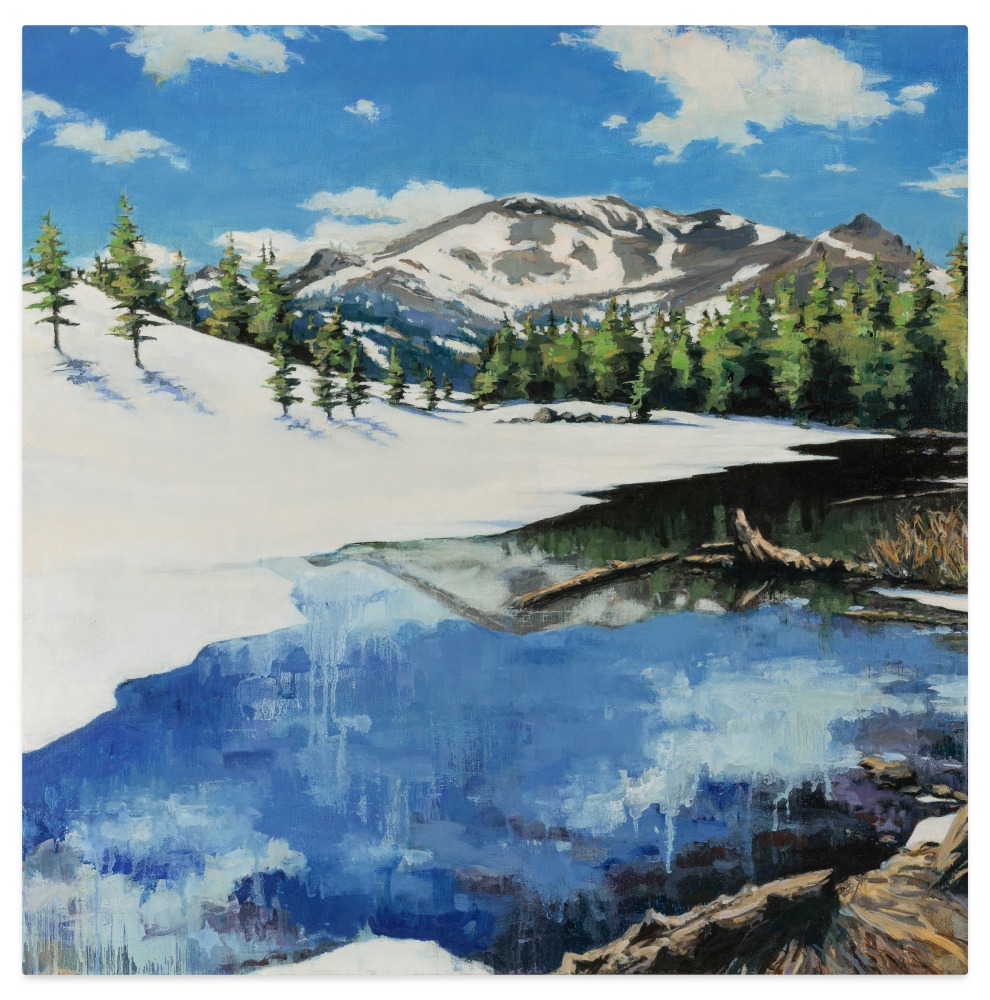 Image of Jeff Bellerose's painting titled Alpine (Five Lakes Tahoe), created in 2023.  It is made of oil on canvas and measures 30 x 30 inches.