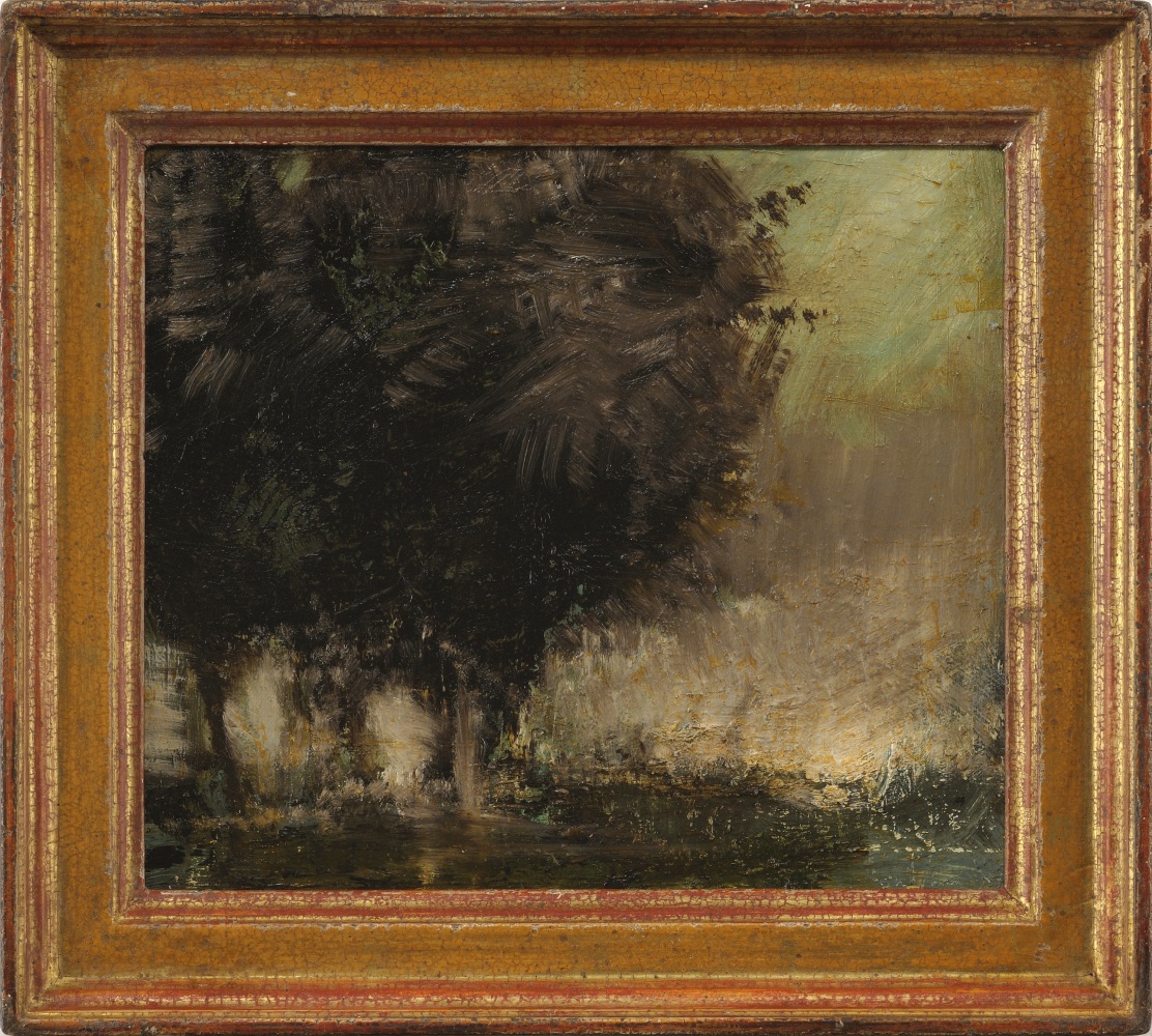 Pam Sheehan Backlit Trees, 2014 oil on wood panel 13 1/2 x 15 1/8 in. [frame]