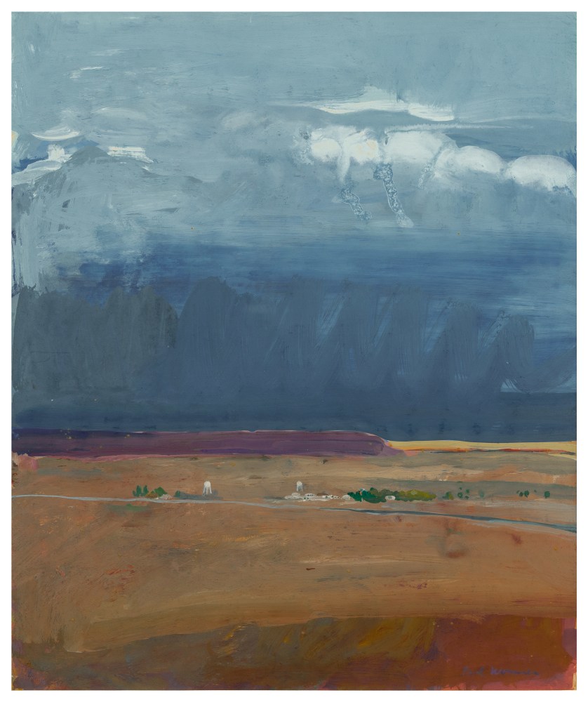 Paul Wonner View of Chinle, Arizona, c. 1963 casein, pastel, and charcoal on paper 16 3/4 x 13 3/4 in (image)