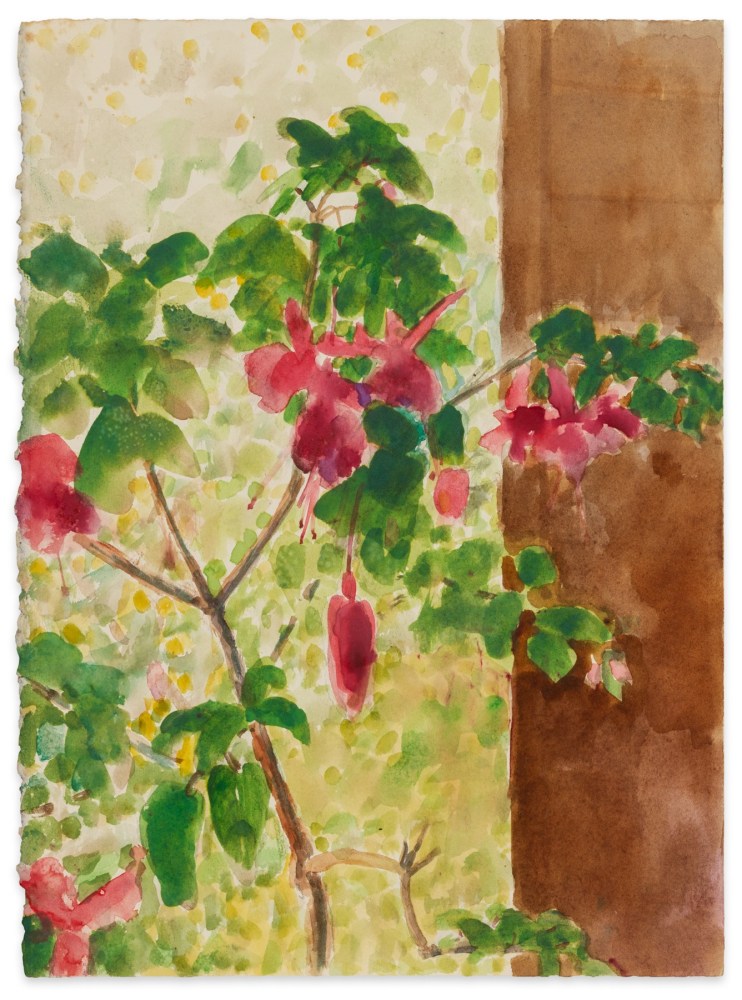 Arthur Okamura, Untitled (Rhododendrons), circa 1967, watercolor on paper, 15 x 11 1/16 inches