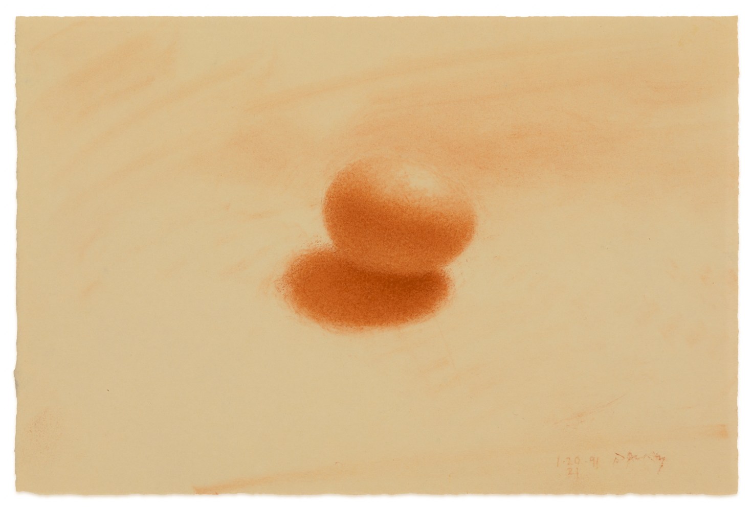 Fred Dalkey Egg in Light, 1/21/1991 sanguine Conté crayon on paper 6 x 9 in. (image)