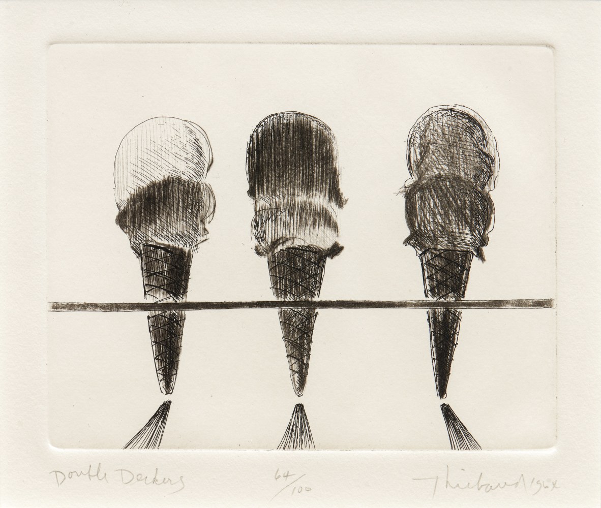 Wayne Thiebaud Double Deckers, from the series, Delights, 1964 drypoint and etching, 89/100  4 x 5 in. [image]; 12 7/8 x 10 7/8 in. [sheet]