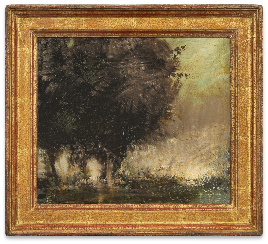 Pam Sheehan Backlit Trees, 2014 oil on wood panel 13 1/2 x 15 1/8 in. [frame]