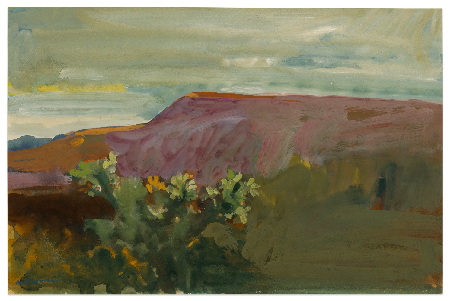 Paul Wonner Superstition Mountain, Phoenix, Arizona, 1962-1963 watercolor on paper 11 1/2 x 17 1/2 in. (image)