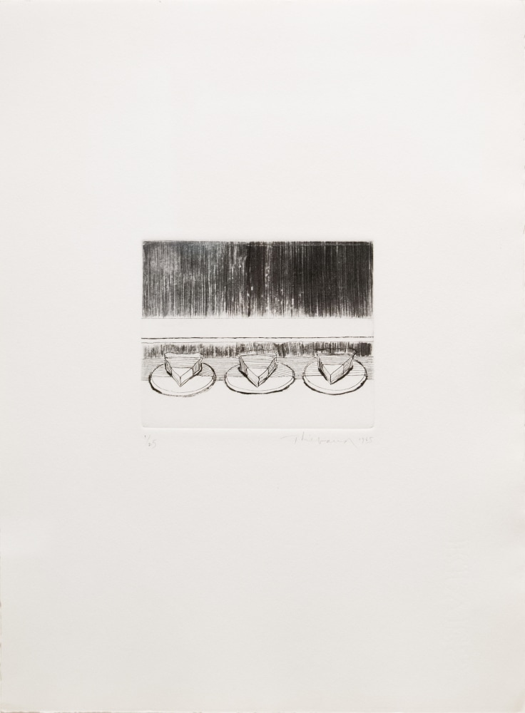 Wayne Thiebaud
Pie Case, 1965
drypoint and etching, ed. 1/25
3 7/8 x 4 7/8 in. [image]; 15 x 11 in. [sheet]