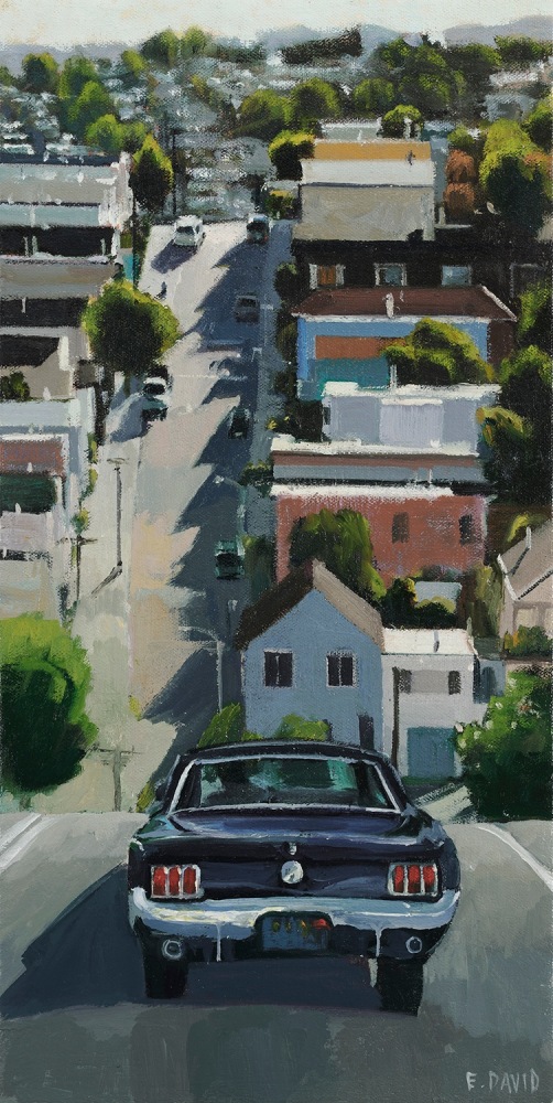 Eileen David Cresting Hill, 2021 oil on canvas 16 x 8 1/16 in.