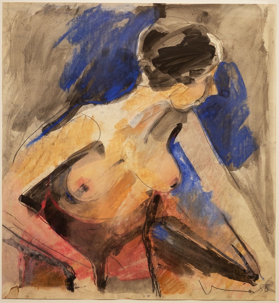 Manuel Neri (Untitled) Female Figure, 1958 pastel, watercolor and graphite on paper 25 x 23 1/8 in.