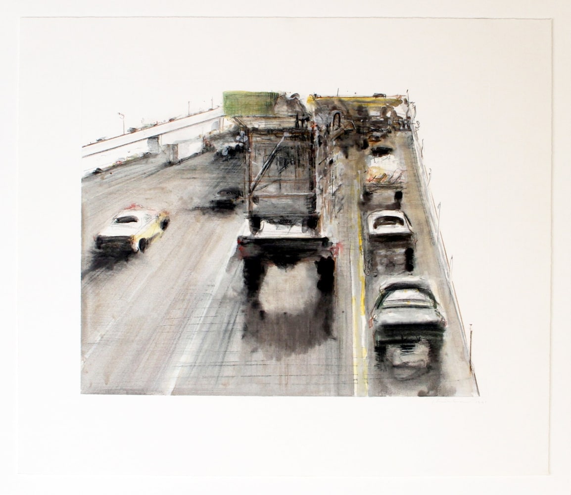 Wayne Thiebaud, Untitled (Cars and Trucks), 1991, watercolor and watercolor pencil monotype, 28 7/8 x 33 3/4 in.