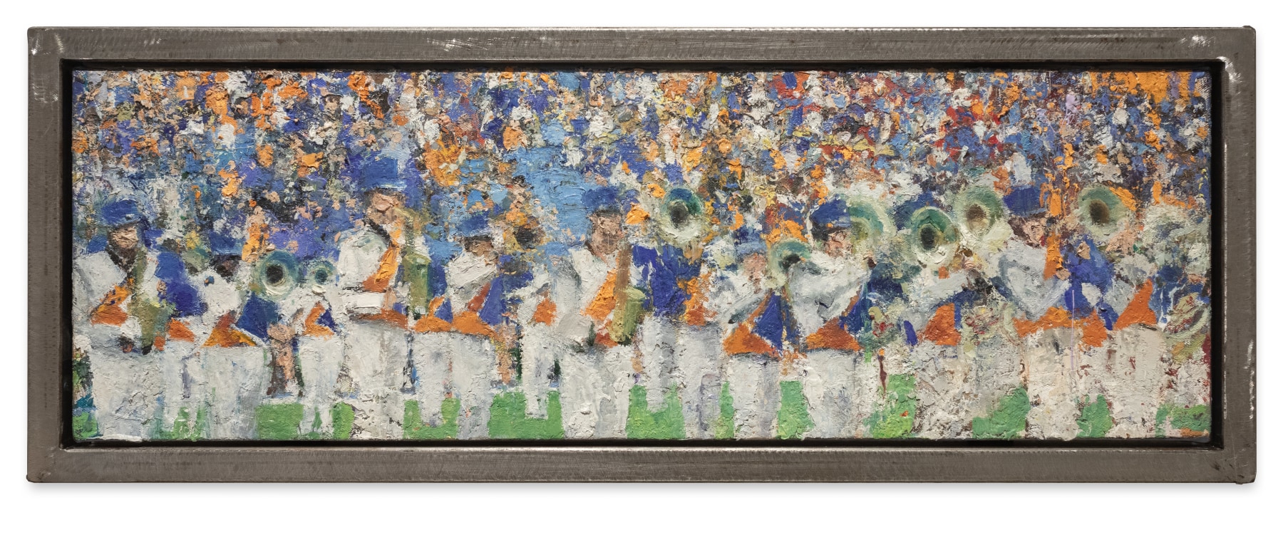 Tom Birkner Marching Band, 2023 oil on canvas 8 x 24 in.
