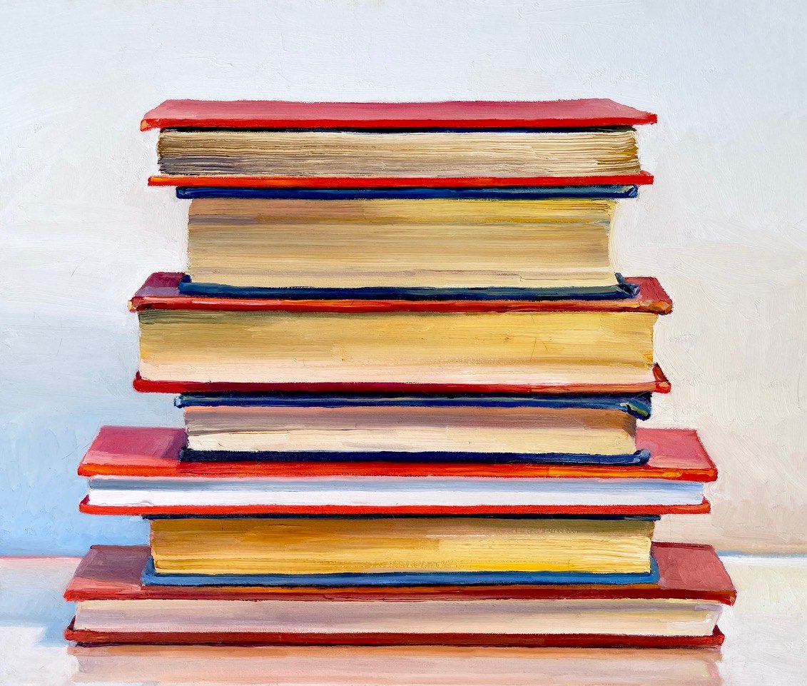 Ray Kleinlein Red and Blue Books, 2021 oil on canvas ​​​​​​​20 x 24 in.