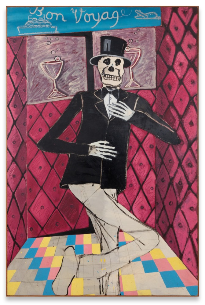 Joan Brown New Year's Eve Dance #1, 1972 |enamel paint on Masonite ​​​​​​​72 x 48 in.