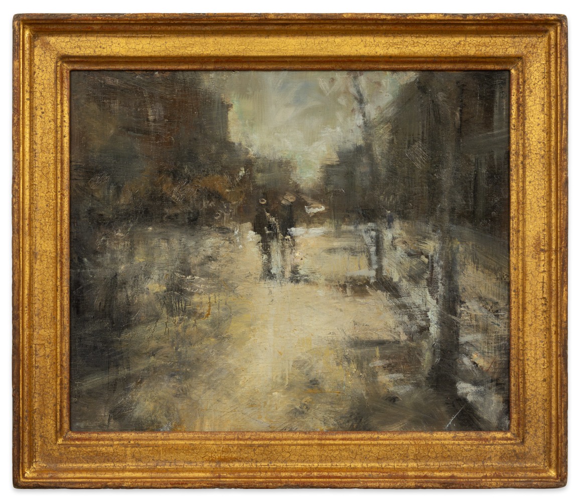 Pam Sheehan After the Rain Outside the Met, 2012 oil on panel 15 5/8 x 18 5/16 in. [frame]