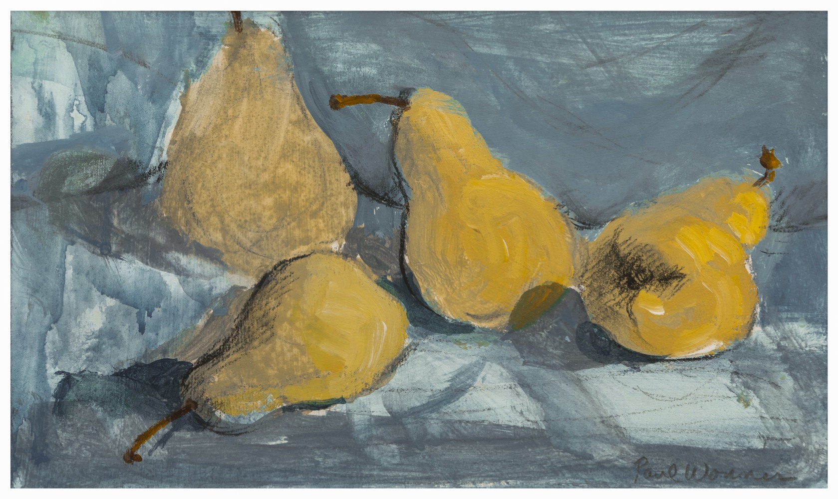 Paul Wonner Four Pears, 2000 acrylic on paper 6 1/4 x 10 1/2 in. (image)