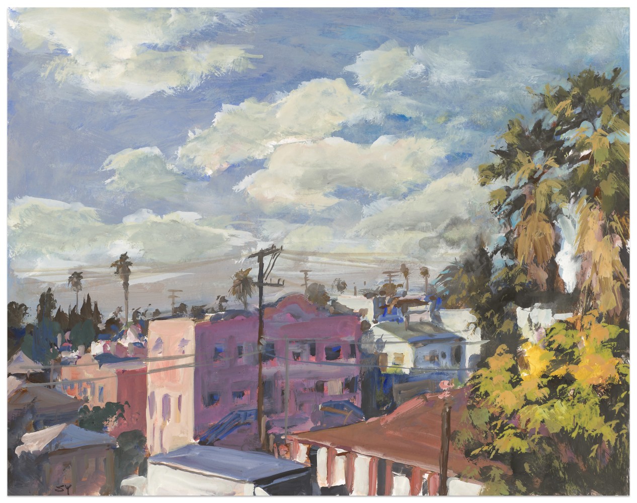 Suong Yangchareon Clouds over Silver Lake, 2024 watercolor and gouache on paper 11 x 14 in.