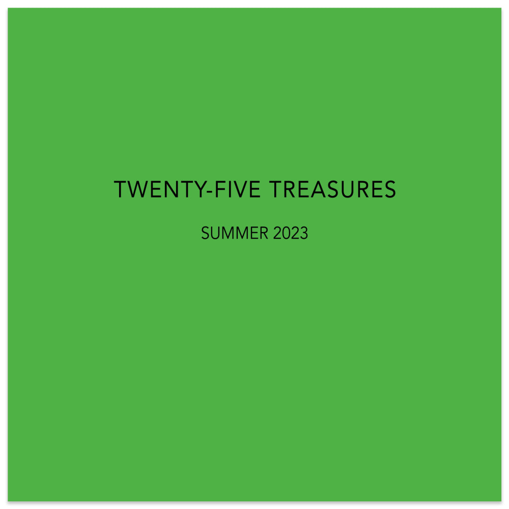 TWENTY-FIVE TREASURES
JULY 6 - AUGUST 19, 2023
&amp;nbsp;

View Online Catalogue Here


This online catalogue consists of approximately 35 color images and installation photographs of our TWENTY-FIVE TREASURES exhibition at Paul Thiebaud Gallery, with a foreword by Gallery Director, Greg Flood.&amp;nbsp;