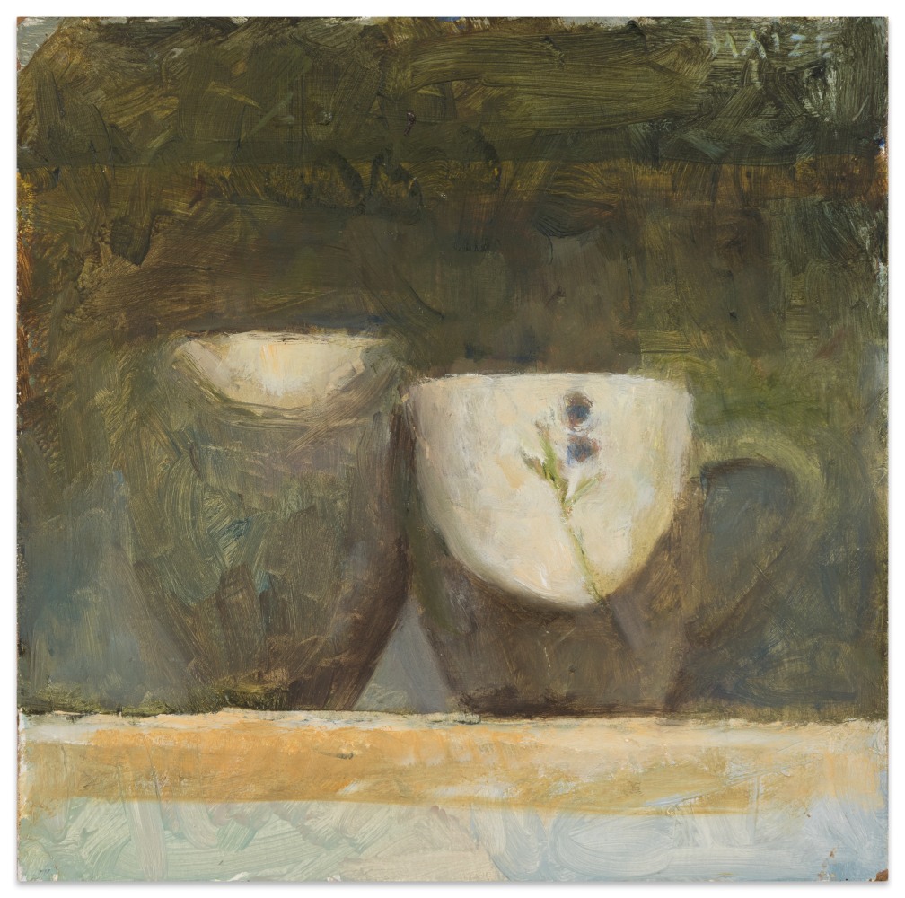Catherine Maize &quot;Two Demitasse Cups,&quot; 2025 oil on panel 5 x 5 in.