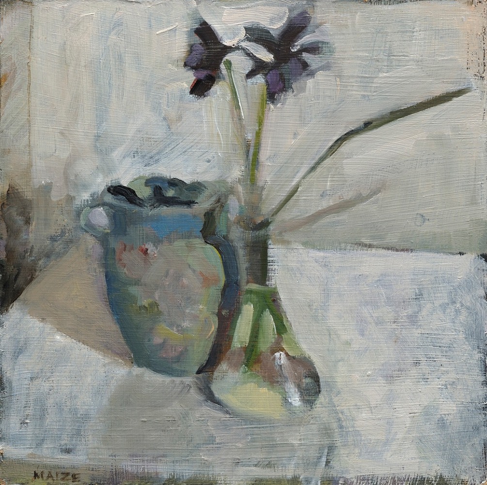 Catherine Maize &amp;quot;Iris and Vase,&amp;quot; 2013 oil on panel 7 x 7 in.
