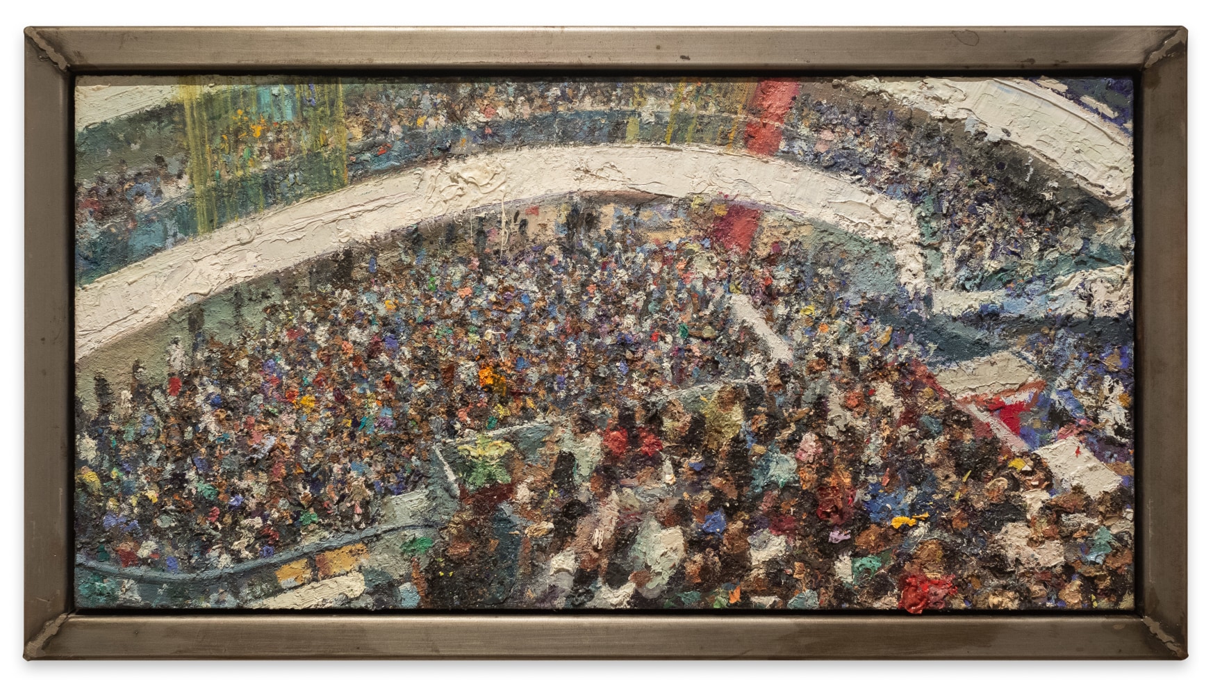 Tom Birkner Mall Crowd, 2021-23 oil on canvas 12 x 24 in.