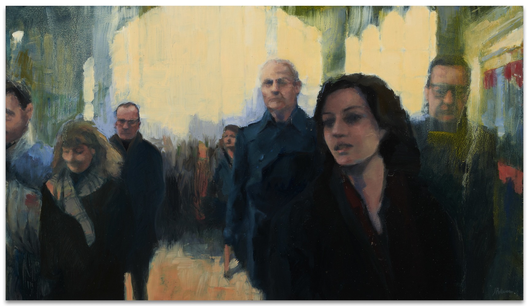 Jeff Bellerose Station, 2016 oil on board 12 1/8 x 21 1/4 in.