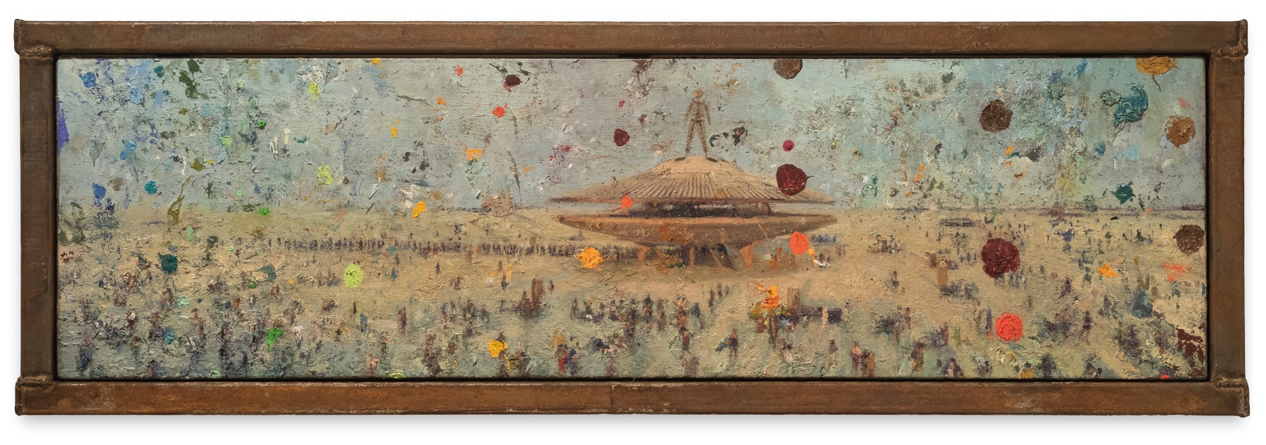 Tom Birkner Burning Man I, 2022-23 oil on canvas 10 x 35 in.