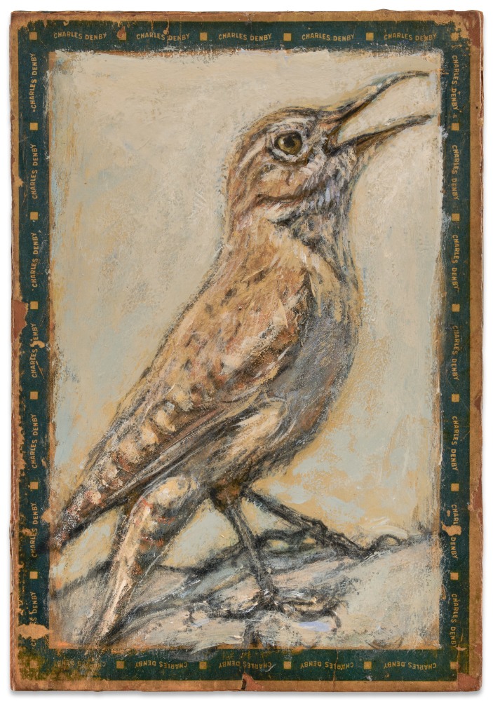 Ed Musante Rock Wren / Charles Denby, 2012 mixed media on cigar box 8 9/16 x 5 15/16 x 2 5/8 in.