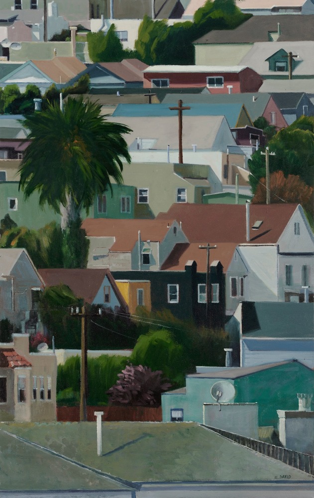 Eileen David
Rooftops and Satellite Dish, 2021
oil on canvas
40 x 24 in.
SOLD