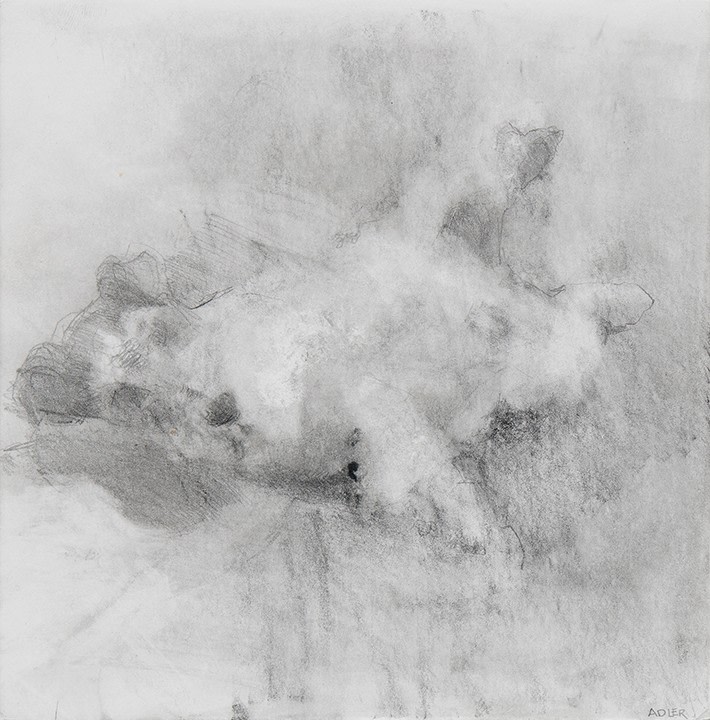 Laura Adler Untitled #133, 2018 graphite with ink wash on paper ​​​​​​​6 x 6 in.