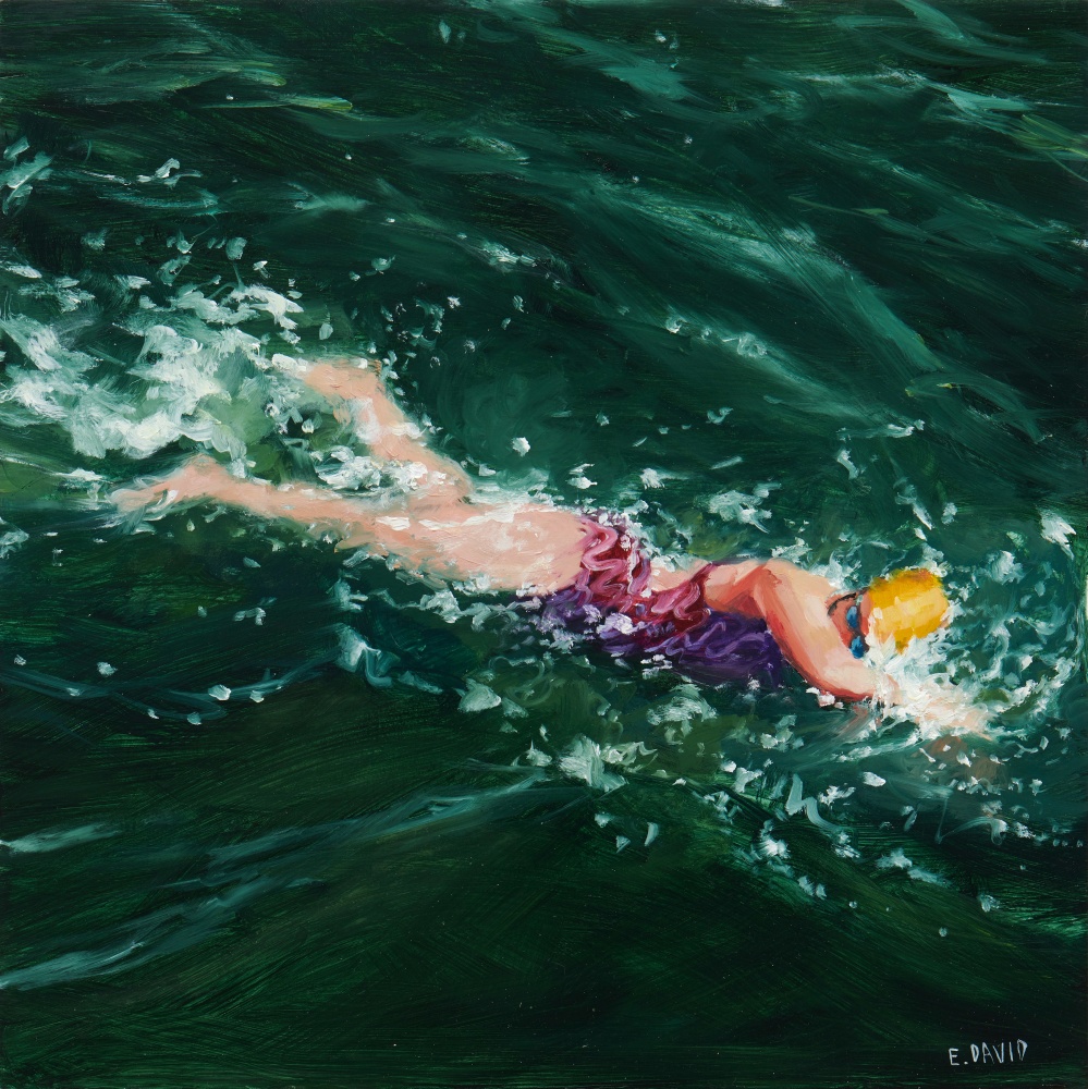 Eileen David Purple Suit, 2019 oil on panel ​​​​​​​12 x 12 in.