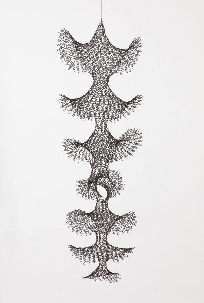Ruth Asawa Untitled (S.636, Hanging Open-Window Form with Seven Tiers), ca. 1950s, Early looped steel wire 40 1/2 x 15 x 15 in.