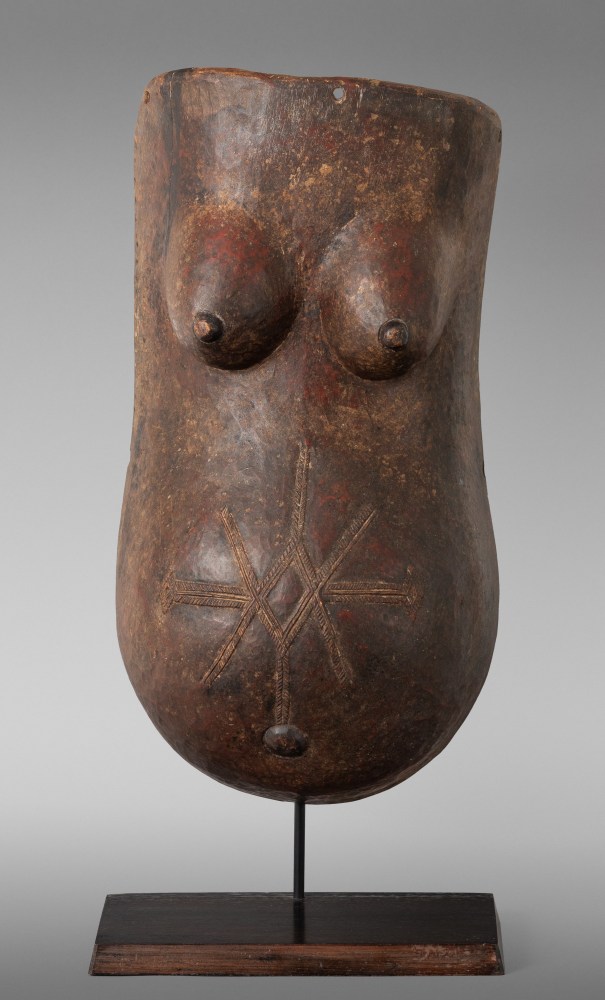 Makonde Culture, Southern Tanzania
Pregnant Female Mask, n.d.
carved darkened wood
20 x 9 1/2 x 6 in.