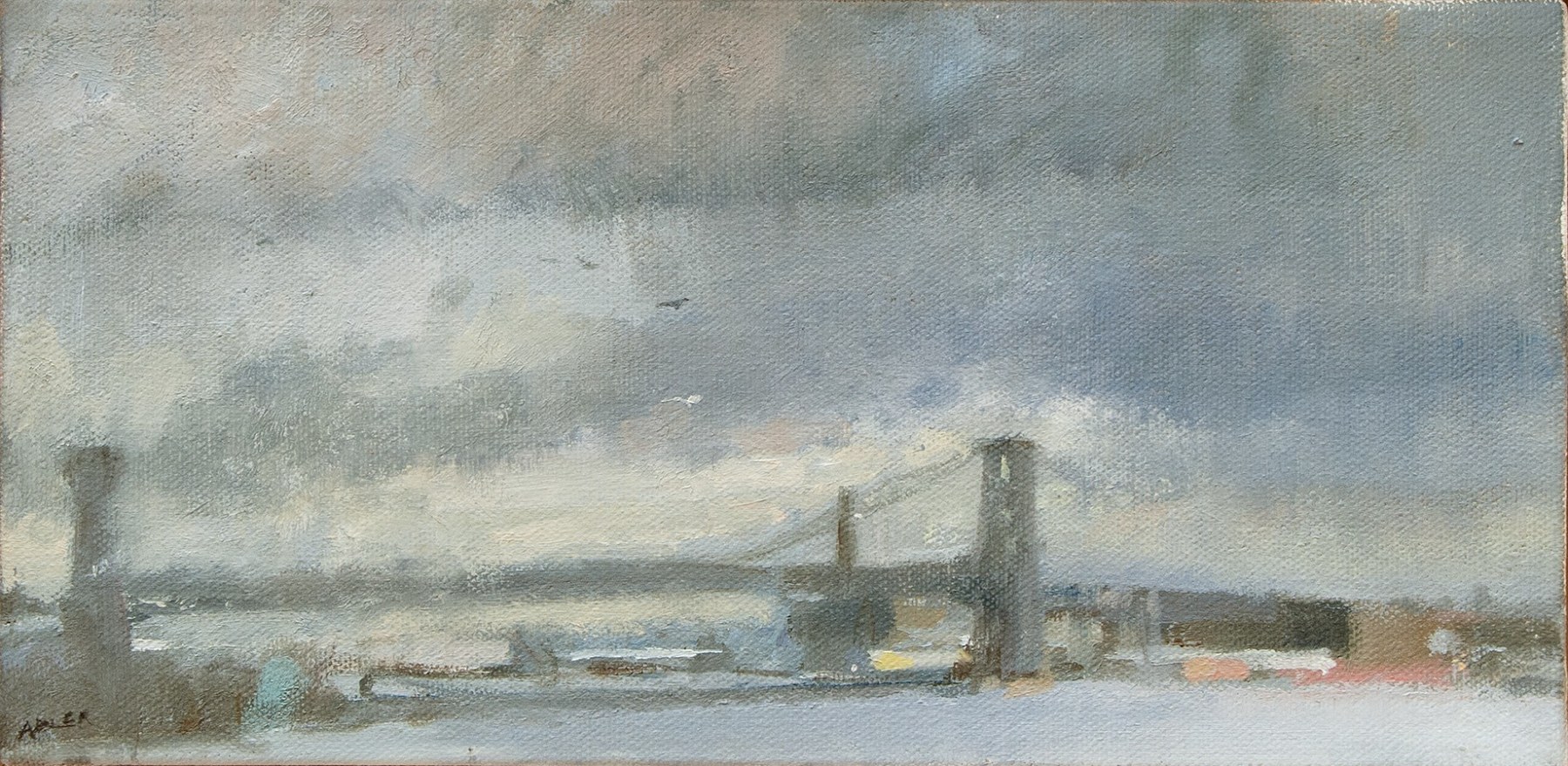 Laura Adler Storm Approaching East River, 2011 oil on canvas 5 7/8 x 12 in.