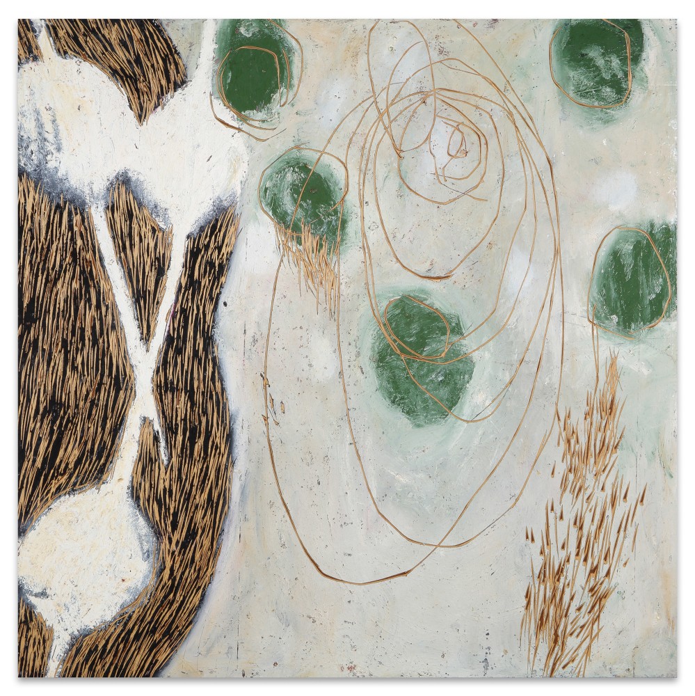 Marc Katano  MK90-49, 1990 oilstick on incised wood 36 x 36 in.