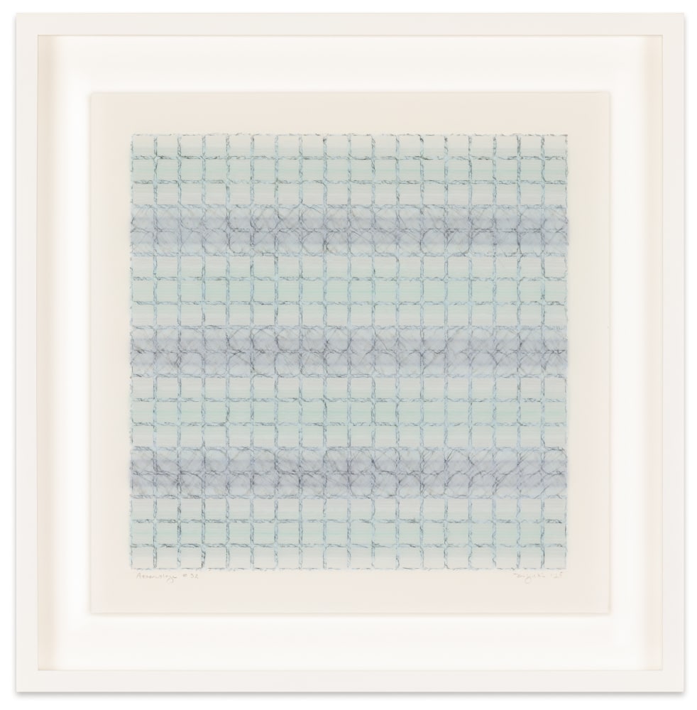 Mary Ijichi Assemblage #32, 2025 colored pencil, mylar, plastic, beads, acrylic, artist's tape, and museum board 15 5/8 x 15 3/8 in. (frame)
