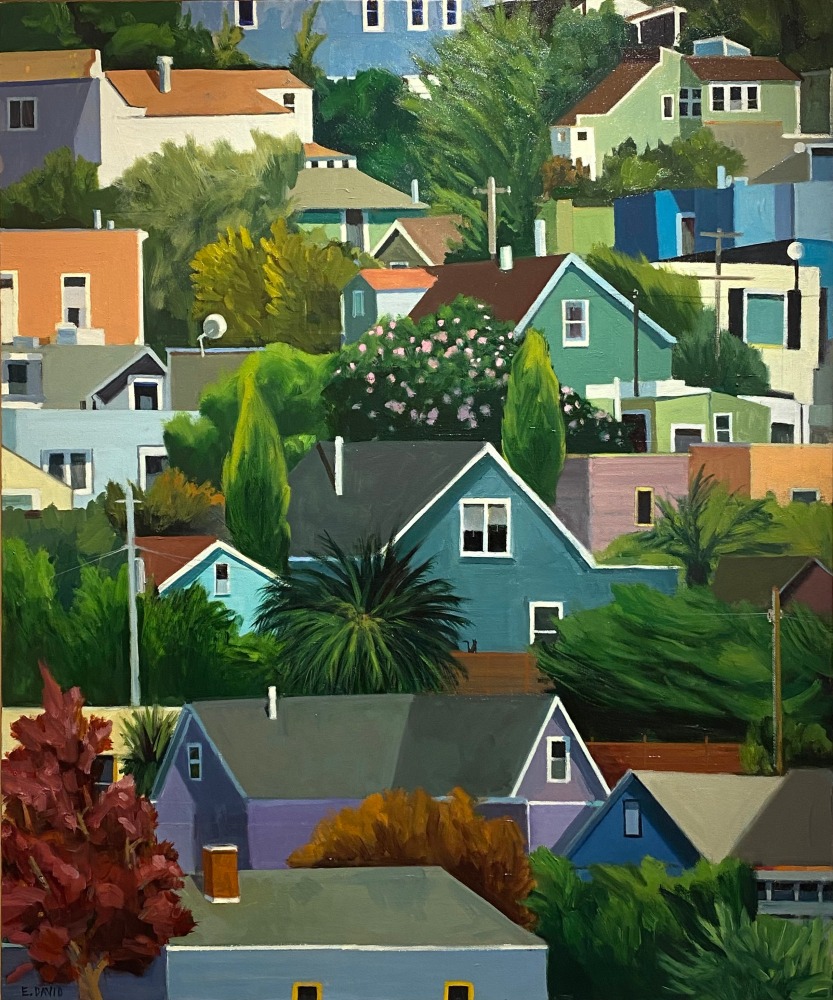 Eileen David Rooftops and Trees, 2022 oil on canvas ​​​​​​​36 x 30 in.