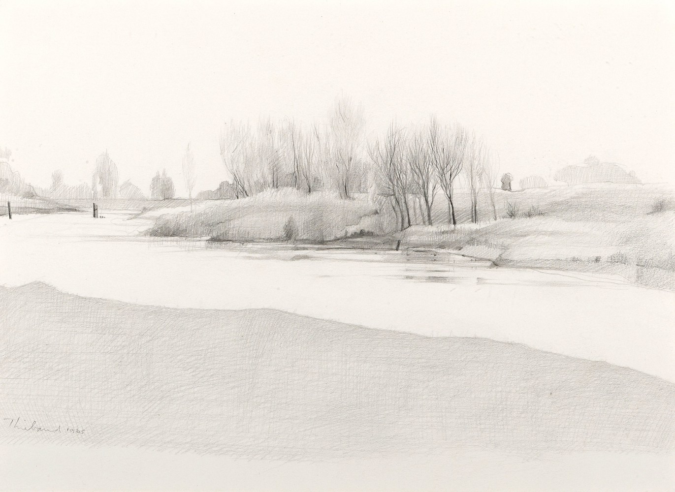 Wayne Thiebaud, Landscape, 1965, pencil on paper, 9 1/2 x 12 3/4 in.